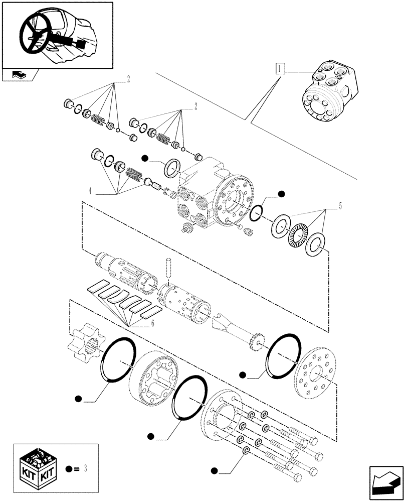 Схема запчастей Case IH FARMALL 65C - (1.92.63/ A[02]) - HYDRAULIC STEERING - BREAKDOWN (10) - OPERATORS PLATFORM/CAB