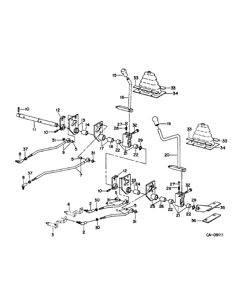 Схема запчастей Case IH 584 - (07-35) - TRANSMISSION CONTROLS, EXTERNAL, H PATTERN SHIFT, TRACTORS WITHOUT FORWARD AND REVERSE (04) - Drive Train