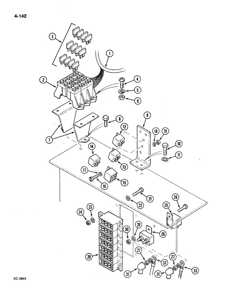 Схема запчастей Case IH 585 - (4-142) - ELECTRICS, CAB BULKHEAD (04) - ELECTRICAL SYSTEMS