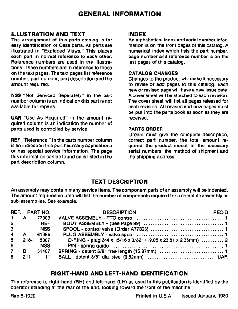 Схема запчастей Case IH D39 - (01A) - GENERAL INFORMATION 