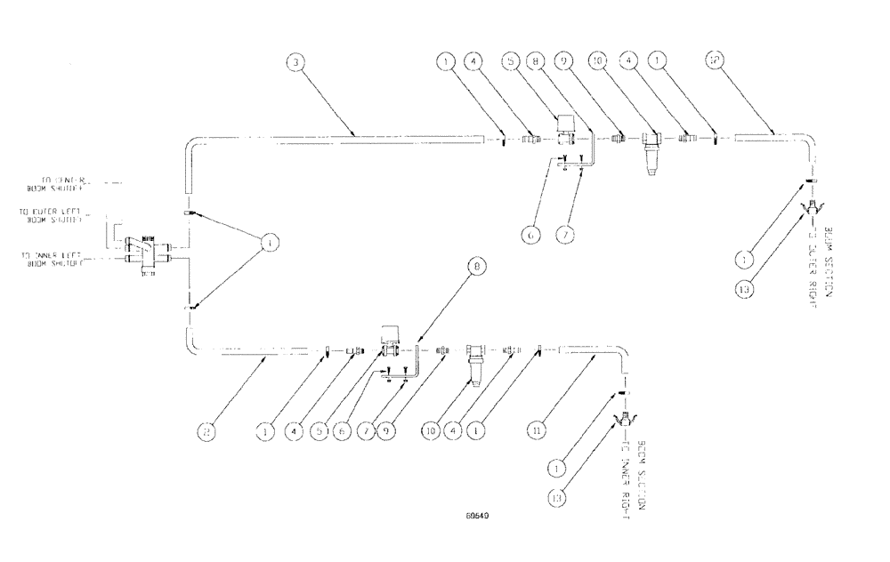 Схема запчастей Case IH SPX3185 - (09-027) - LIQUID PLUMBING - 75 5-BOOM SHUTOFF RH BOOM Liquid Plumbing