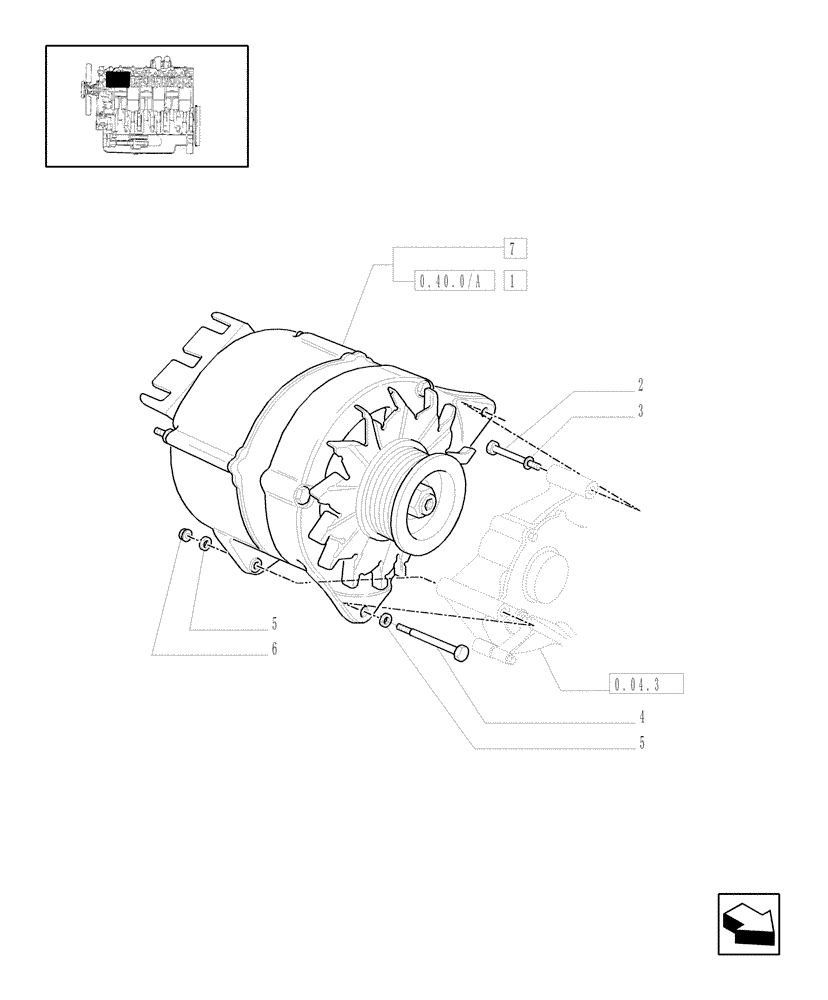 Схема запчастей Case IH MXM140 - (0.40.0) - ALTERNATOR (01) - ENGINE
