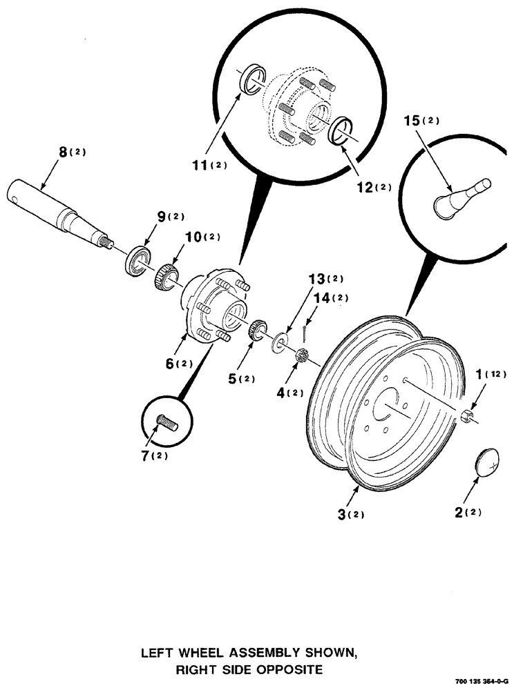 Схема запчастей Case IH RS561 - (07-008) - WHEEL, HUB AND AXLE ASSEMBLY (15 INCH) (12) - MAIN FRAME