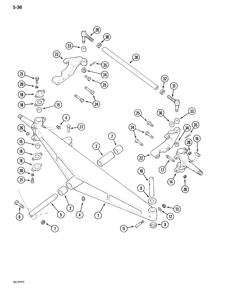 Схема запчастей Case IH 995 - (5-36) - SWEPT BACK CAST FRONT AXLE (05) - STEERING