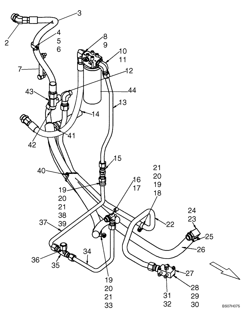 Схема запчастей Case IH 410 - (06-07) - HYDROSTATICS - PUMP, SUPPLY AND RETURN (06) - POWER TRAIN