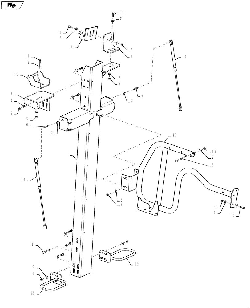 Схема запчастей Case IH 9230 - (90.100.20) - SUPPORT TUBE & HINGE, L.H. SIDE UPPER PANEL (90) - PLATFORM, CAB, BODYWORK AND DECALS