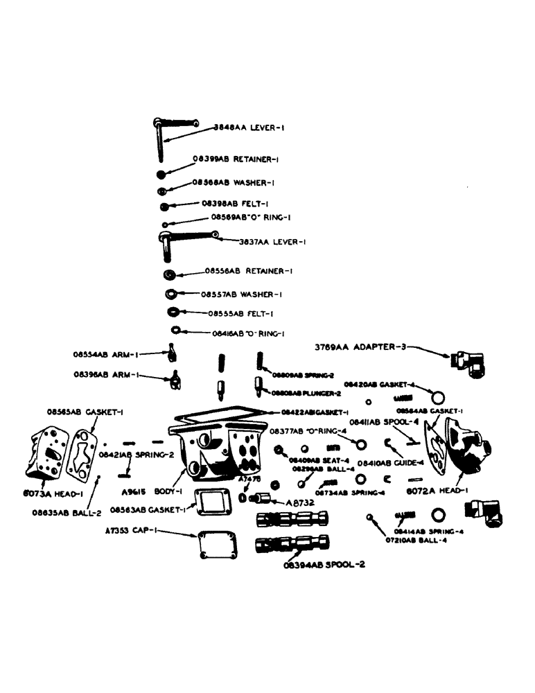 Схема запчастей Case IH 800 - (192) - HYDRAULIC FLOAT VALVE AND PUMP ASSEMBLY, FOR TRACTORS WITHOUT EAGLE HITCH (08) - HYDRAULICS