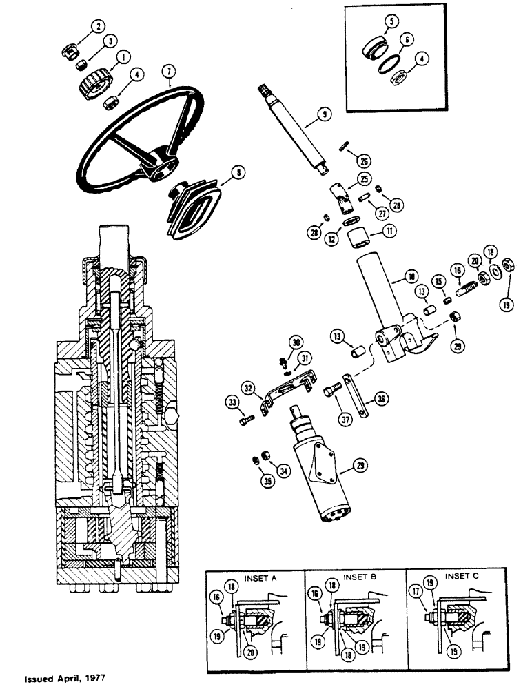 Схема запчастей Case IH 1175 - (076) - RIGID STEERING COLUMN (05) - STEERING