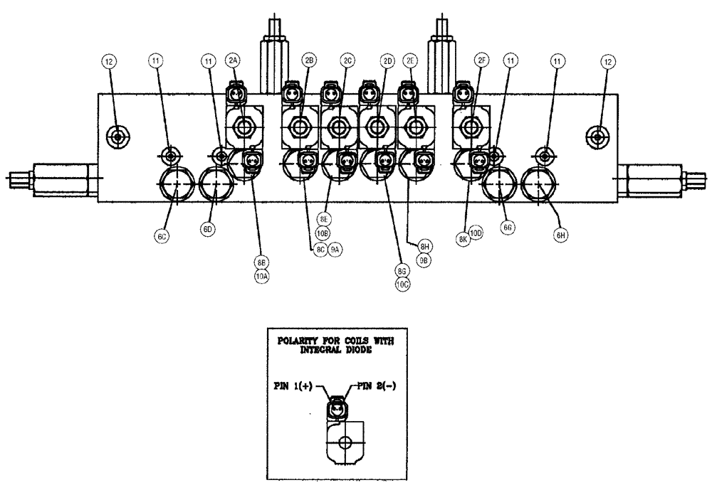 Схема запчастей Case IH SPX3320 - (06-034[01]) - VALVE, 6-SECTION, W/O FITTINGS Hydraulic Plumbing