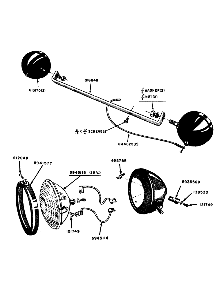 Схема запчастей Case IH 600B-SERIES - (039) - MID MOUNTED HEAD LAMP ATTACHMENT (04) - ELECTRICAL SYSTEMS