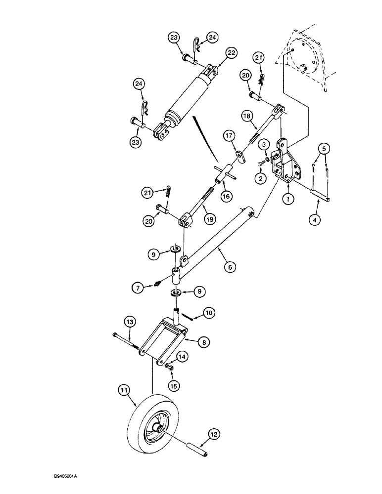 Схема запчастей Case IH 20 - (9-18) - SINGLE GAUGE WHEEL ATTACHMENT, MODEL 20, 30 AND 40 BLADE (09) - CHASSIS/ATTACHMENTS