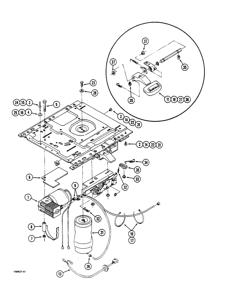Схема запчастей Case IH STEIGER - (9-060) - SEAT, AIR SUSPENSION, CAB (09) - CHASSIS/ATTACHMENTS