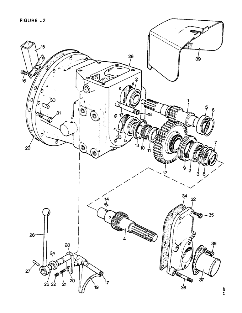 Схема запчастей Case IH 1412 - (J2-1) - POWER TAKE OFF UNIT, SINGLE SPEED PTO U1611, 1410, 1412 Auxiliary Drive Units
