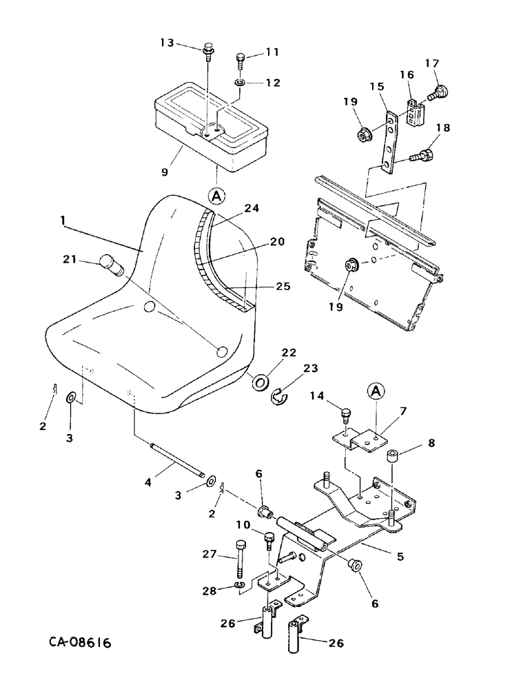 Схема запчастей Case IH 254 - (13-16) - SUPERSTRUCTURE, SEAT, TOOL BOX AND SUPPORT, SYNCHROMESH TRANSMISSION, 244 AND 254 (05) - SUPERSTRUCTURE