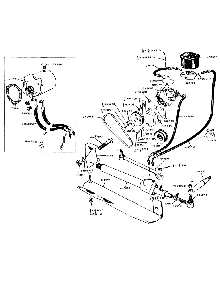 Схема запчастей Case IH 300B-SERIES - (148) - POWER STEERING ATTACHMENT W/BELT DRIVEN PUMP, W/GEAR DRIVEN PUMP, GAS UTILITY TRACTOR (05) - STEERING
