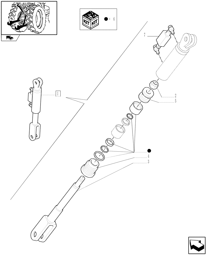 Схема запчастей Case IH FARMALL 75N - (1.89.6/02A) - HYDRAULIC RIGHT LIFTING ROD - BREAKDOWN (09) - IMPLEMENT LIFT