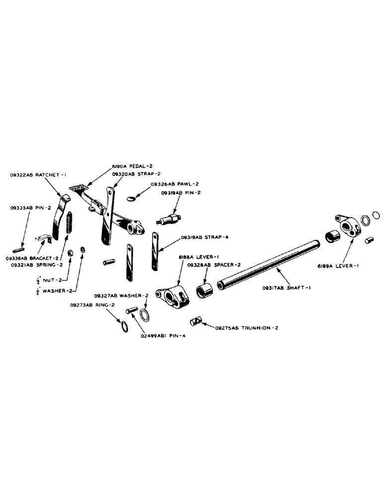 Схема запчастей Case IH SO-SERIES - (061) - BRAKE PEDALS AND CROSS SHAFT, FOR SO TRACTORS (07) - BRAKES