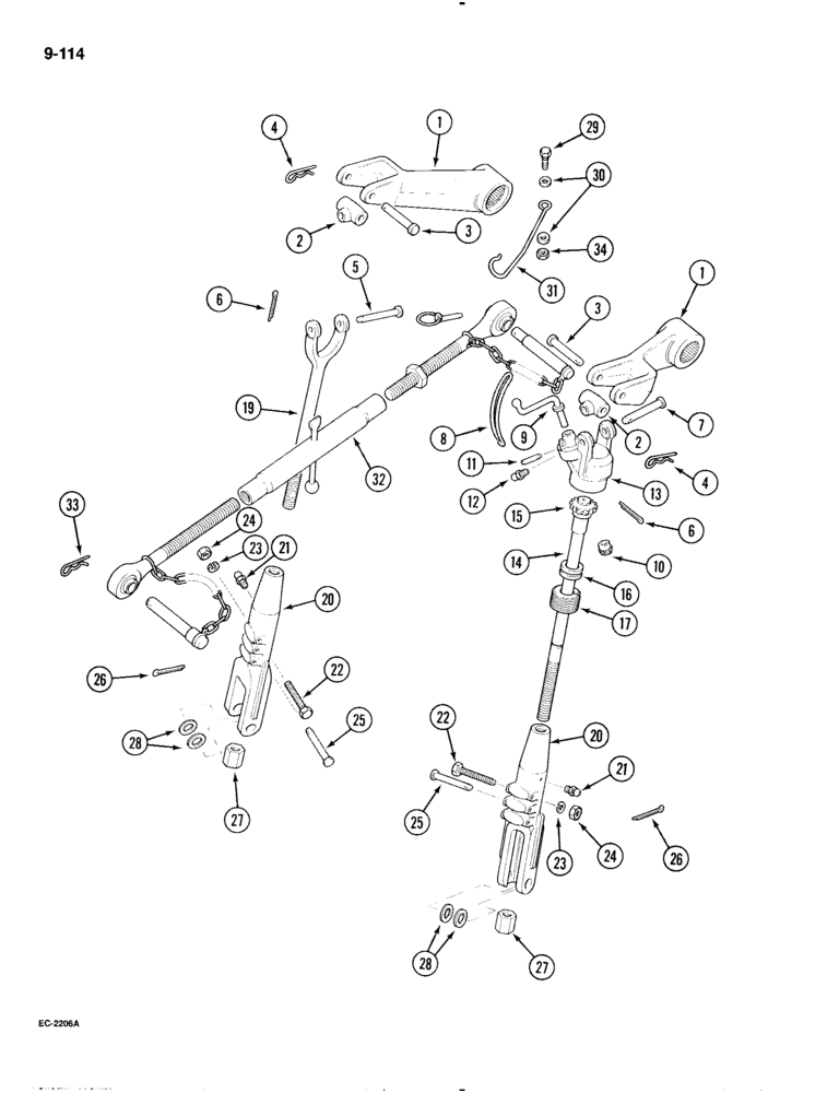 Схема запчастей Case IH 595 - (9-114) - THREE POINT HITCH (09) - CHASSIS/ATTACHMENTS