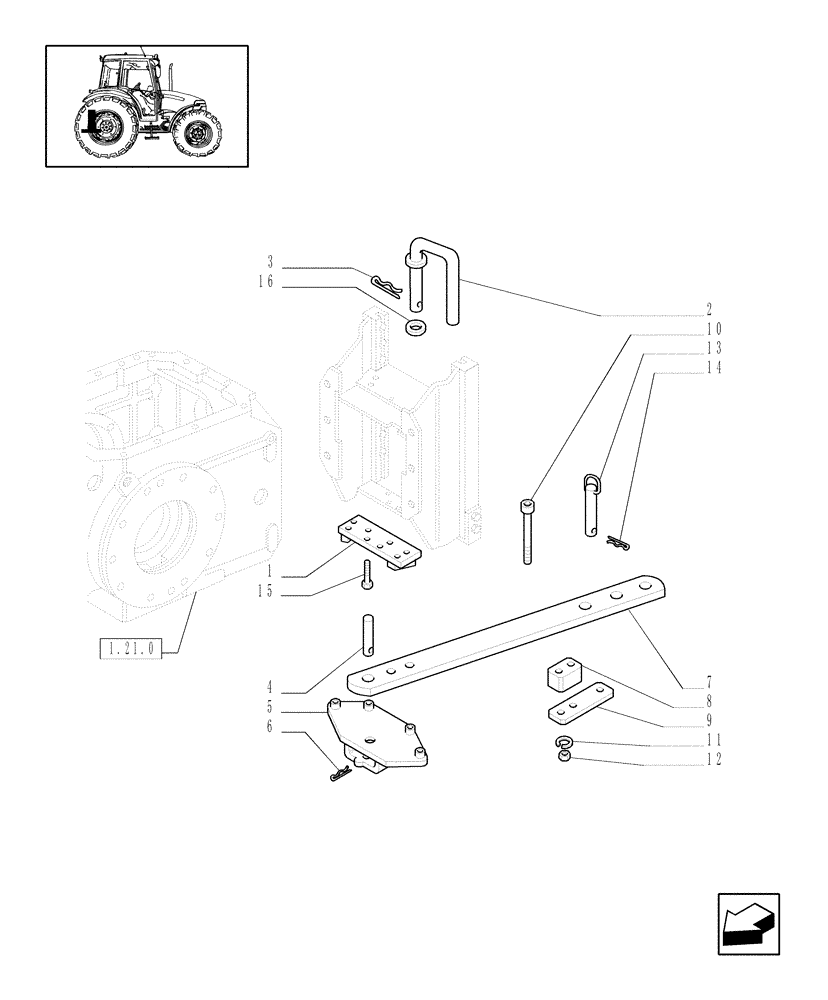 Схема запчастей Case IH JX60 - (1.89.0/03) - (VAR.912/1) SWINGING DRAWBAR FOR HITCH AND SUPPORT - (GERMANY) (09) - IMPLEMENT LIFT