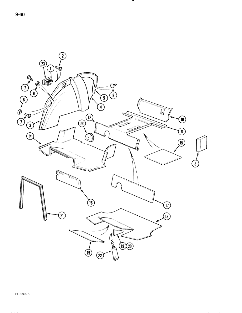 Схема запчастей Case IH 595 - (9-060) - CAB, OPERATORS COMPARTMENT COVERING (09) - CHASSIS/ATTACHMENTS