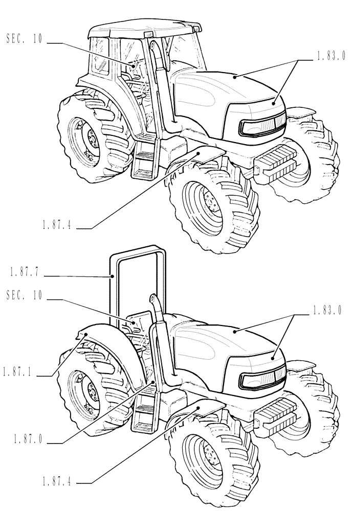 Схема запчастей Case IH MAXXUM 110 - (SEC. 08) - SHEET METAL (00) - GENERAL