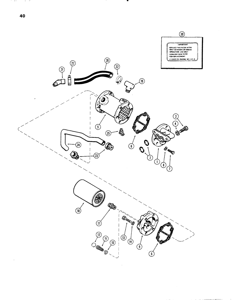 Схема запчастей Case IH 336DT - (040) - OIL FILTER AND HEAT EXCHANGER, ENGINE LESS FUEL DEVICE, 336DT AND 336D DIESEL ENGINES, 56B, 57C 