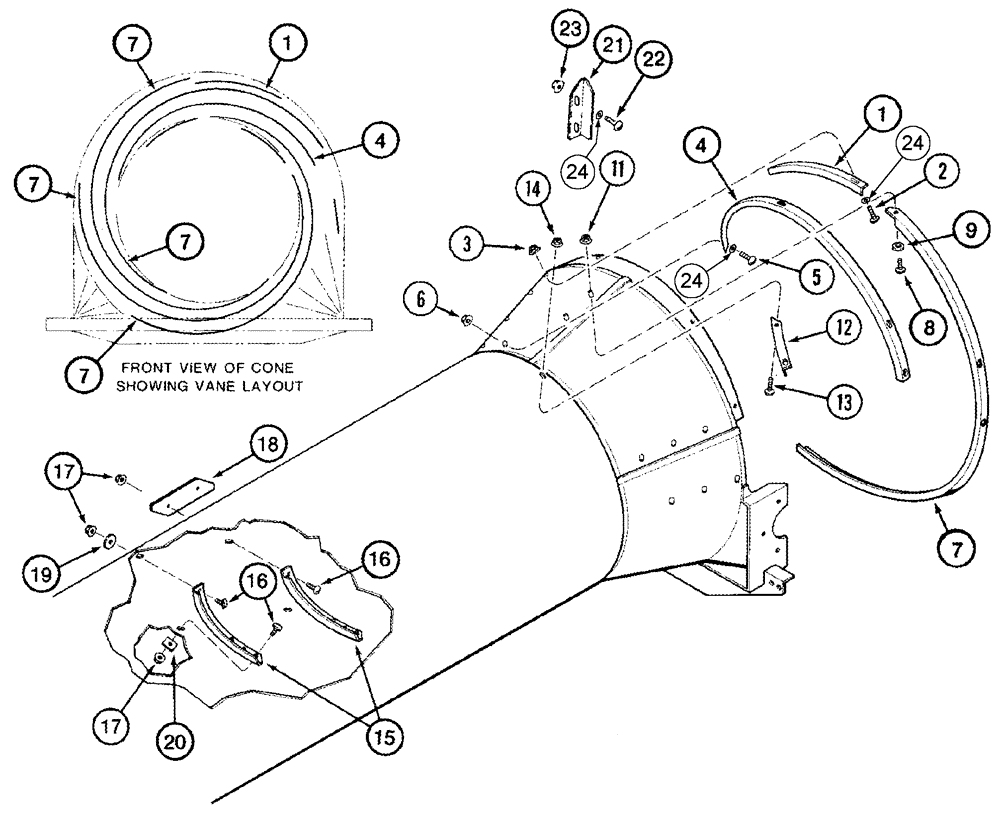Схема запчастей Case IH 2388 - (09B-13) - VANE - EXTENDED WEAR/STANDARD WEAR (14) - ROTOR, CONCANVES & SIEVE