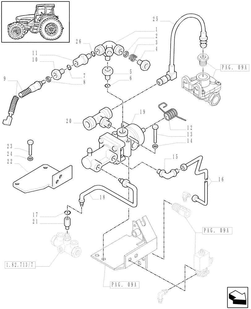 Схема запчастей Case IH MXM120 - (1.68.6/03[10A]) - (VAR.385/2) TRAILER AIR BRAKE ITALY - AIR BRAKE CONTROL VALVE - D5339 (05) - REAR AXLE
