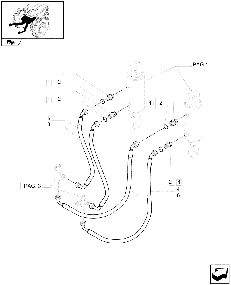 Схема запчастей Case IH PUMA 140 - (1.81.9/02[02]) - NOT INTEGRATED FRONT HPL WITH 6 SPLINES PTO - LIFT CYLINDER PIPES - C6335 (VAR.330813) (07) - HYDRAULIC SYSTEM