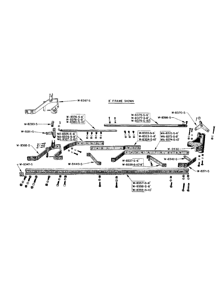 Схема запчастей Case IH WPH - (08) - FRAME WPA PLOW, 8 FOOT SHOWN, 6 FOOT, 8 FOOT, 10 FOOT 