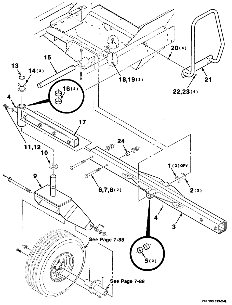 Схема запчастей Case IH 8880HP - (07-084) - TAIL WHEEL AND AXLE ASSEMBLY - RIGHT (44) - WHEELS