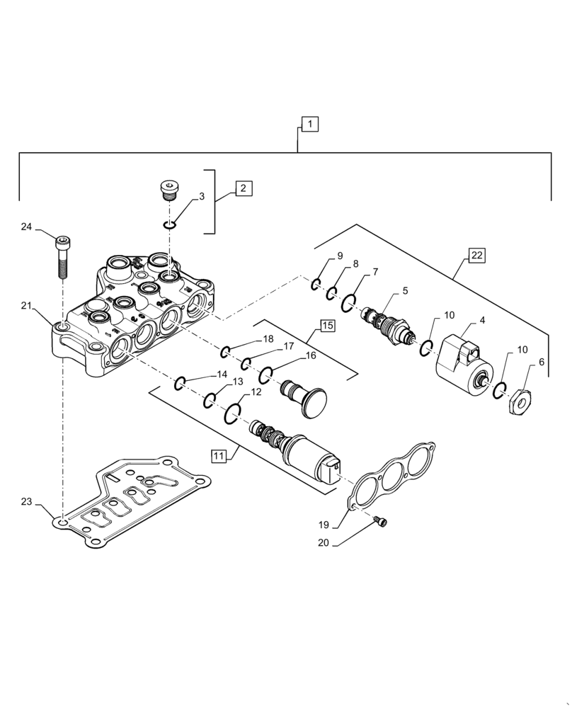 Схема запчастей Case IH MAGNUM 280 - (21.135.AQ[05]) - VAR - 429330 - ODD / EVEN VALVE BLOCK, WITHOUT CREEPER (450724A2) (21) - TRANSMISSION