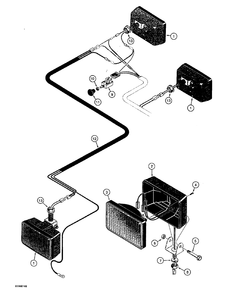 Схема запчастей Case IH 1825B - (4-20) - WORK LAMPS AND WIRING (04) - ELECTRICAL SYSTEMS