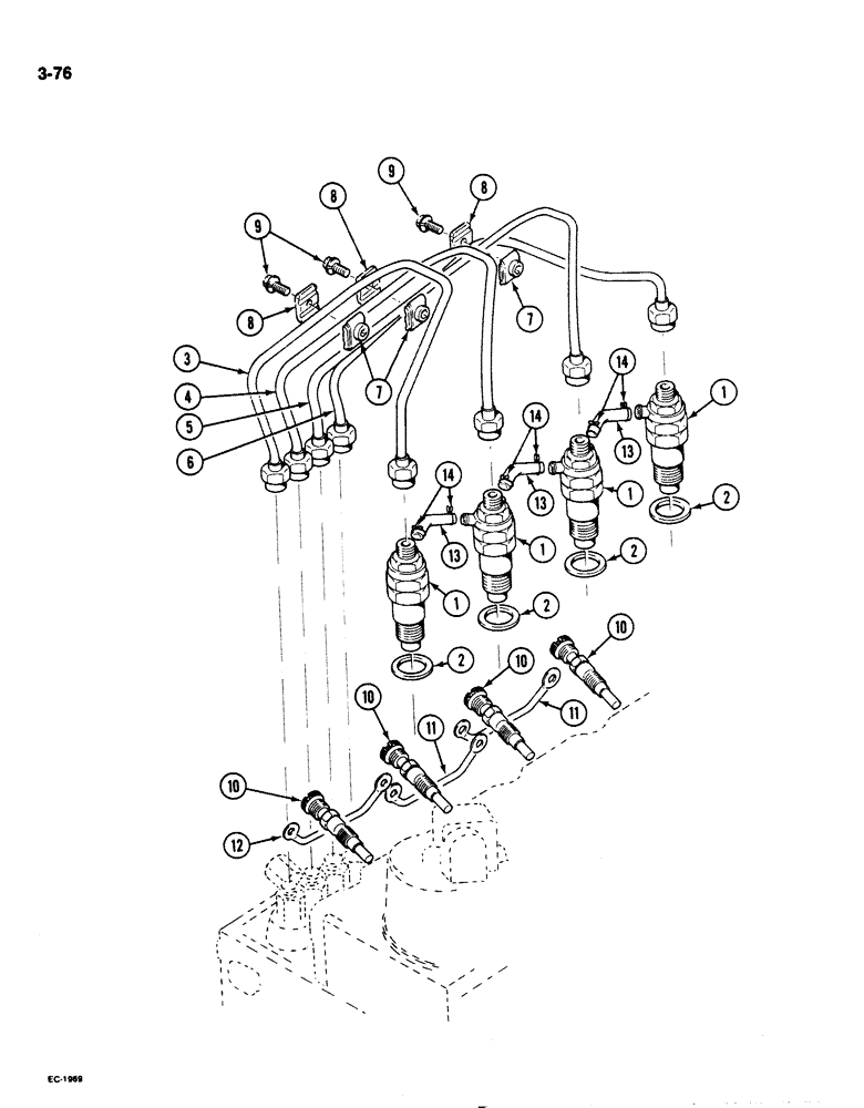 Схема запчастей Case IH 1825 - (3-76) - FUEL INJECTION SYSTEM, DIESEL MODELS (03) - FUEL SYSTEM