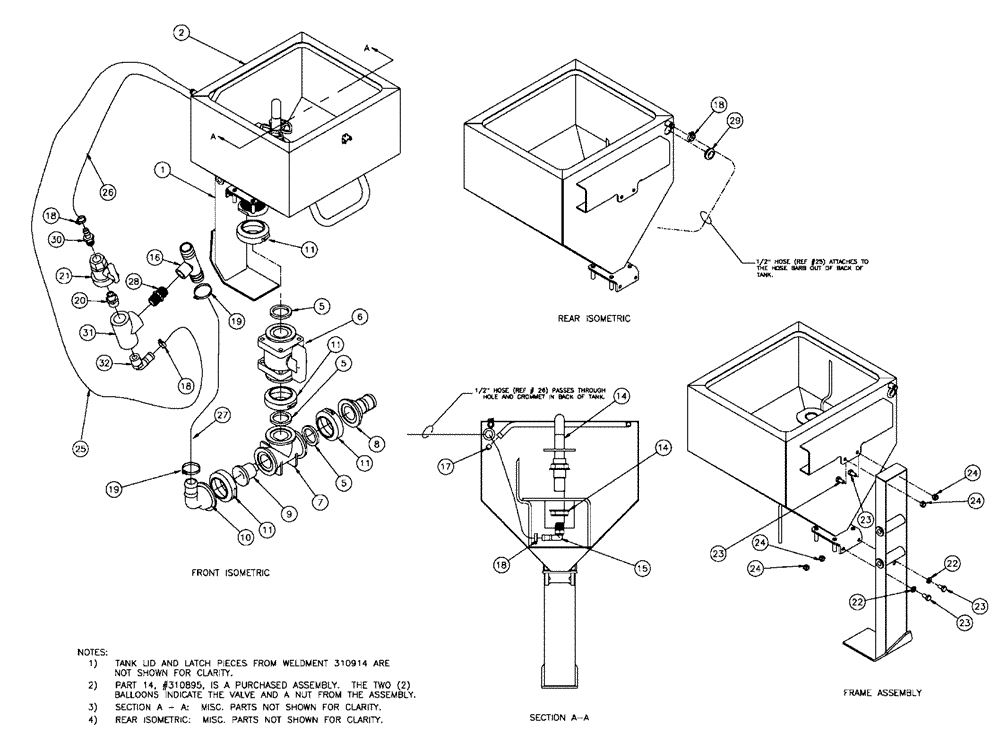 Схема запчастей Case IH 438 - (12-002) - CHEMICAL INDUCTOR TANK ASSEMBLY Reload Control & Chemical Eductor