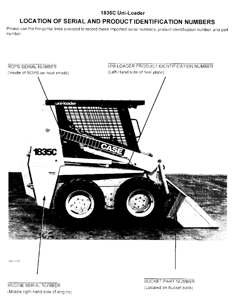 Схема запчастей Case IH 1835C - (1-02) - LOCATION OF SERIAL AND PRODUCT IDENTIFICATION NUMBERS (00) - PICTORIAL INDEX