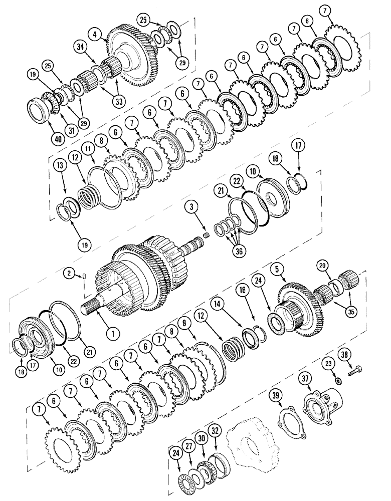 Схема запчастей Case IH MX150 - (06-03) - SPEED TRANSMISSION - DROP SHAFT (21) - TRANSMISSION