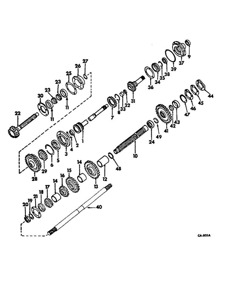 Схема запчастей Case IH 1066 - (07-11) - DRIVE TRAIN, SPEED TRANSMISSION IN CLUTCH HOUSING, GEAR DRIVE TRACTORS (04) - Drive Train