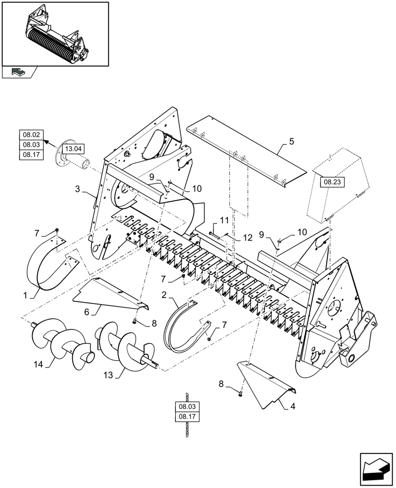 Схема запчастей Case IH LB433R - (13.06[01]) - PICK-UP, FRAME (13) - FEEDER
