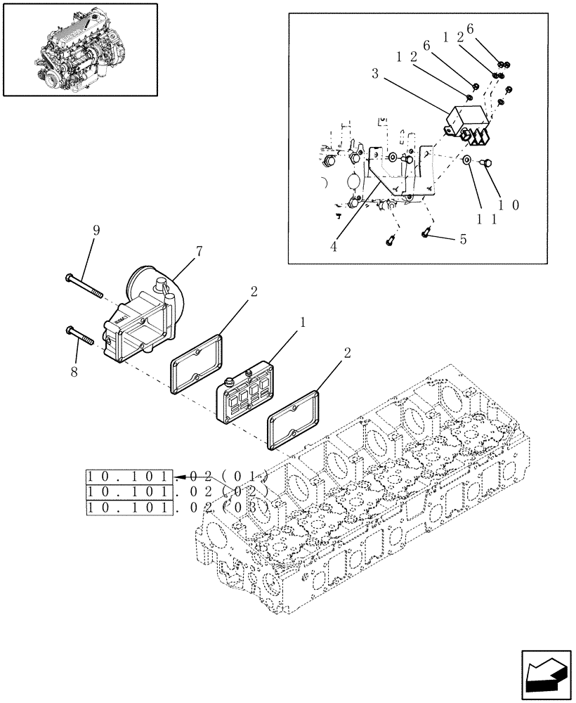 Схема запчастей Case IH 9010 - (10.254.01[01]) - INTAKE MANIFOLD & HEATER - 7010 (10) - ENGINE