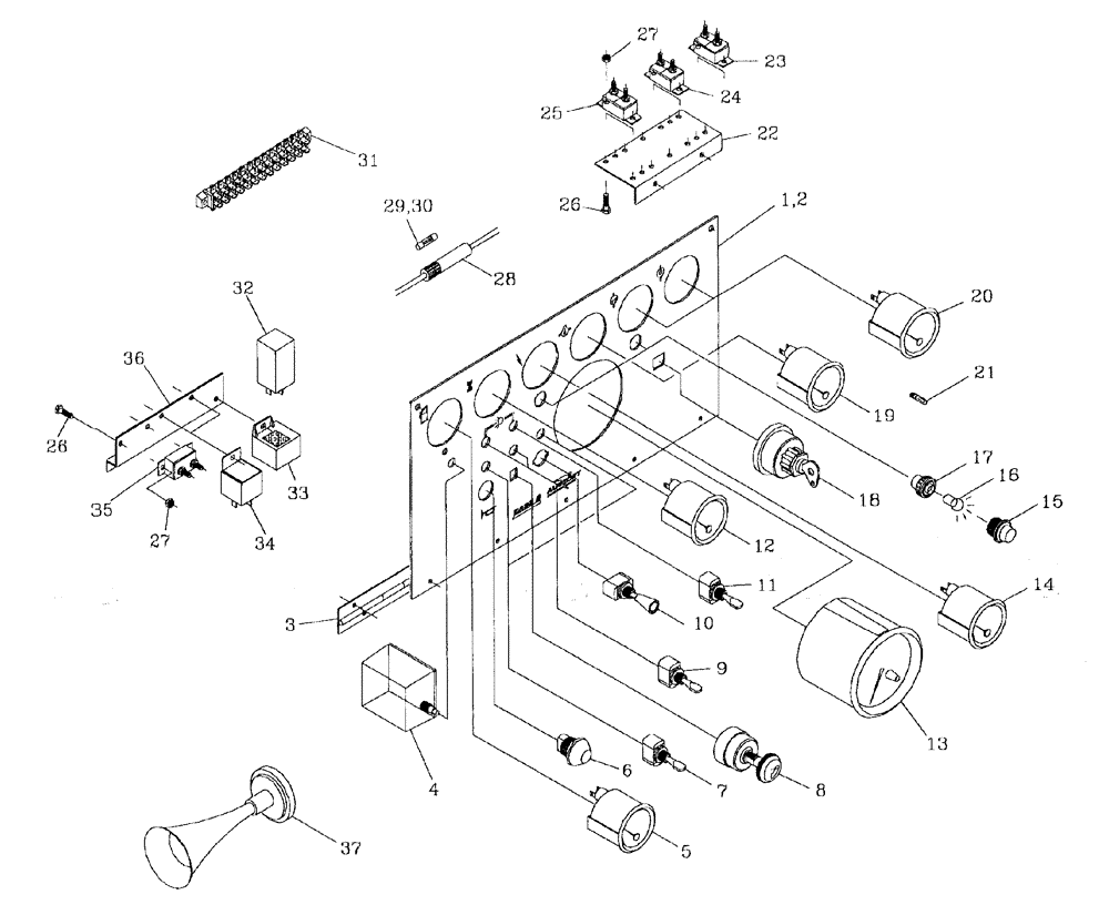 Схема запчастей Case IH AUSTOFT - (A03-08) - DASH PANEL Mainframe & Functioning Components