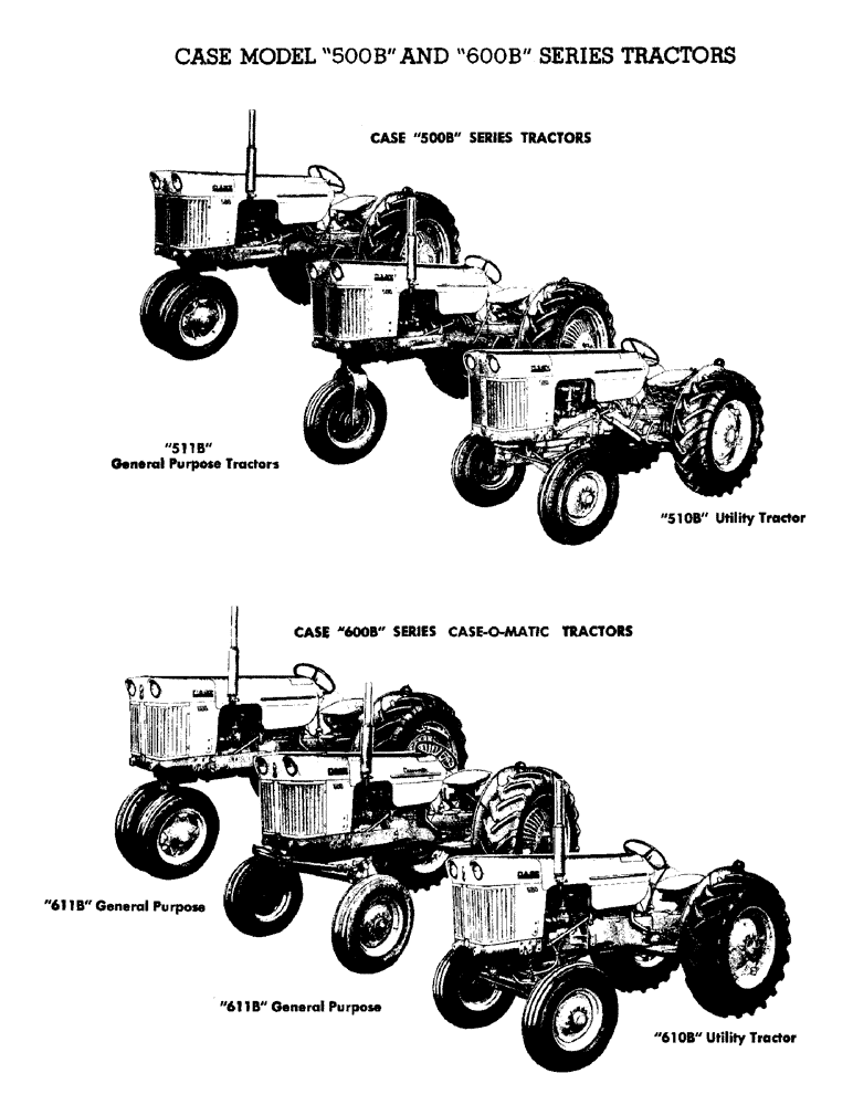 Схема запчастей Case IH 600B-SERIES - (001) - CASE MODEL "500B" AND "600B" SERIES TRACTORS (00) - PICTORIAL INDEX