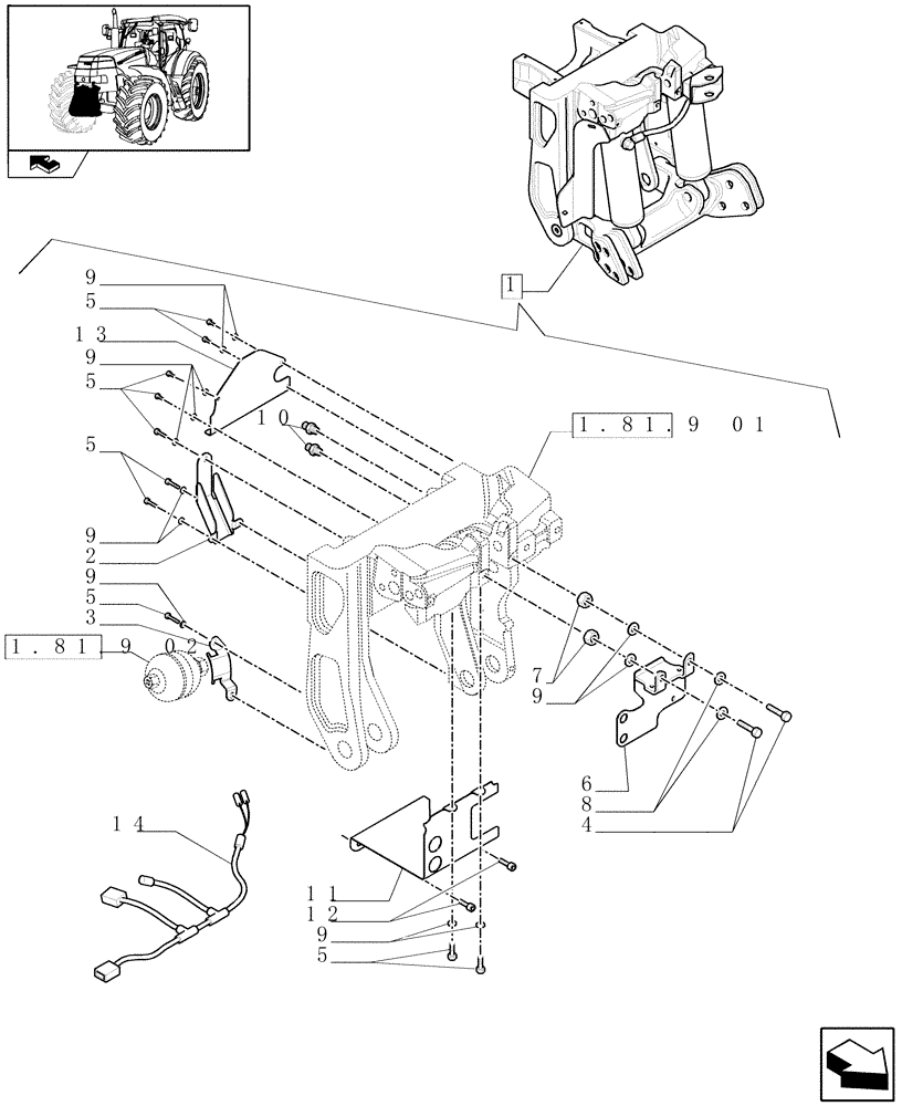 Схема запчастей Case IH PUMA 165 - (1.81.9[03]) - (VAR.088 ) FRONT HPL FOR REAR REMOTES LESS PTO, LESS AUX. COUPLERS - BRACKETS - C6726 (07) - HYDRAULIC SYSTEM