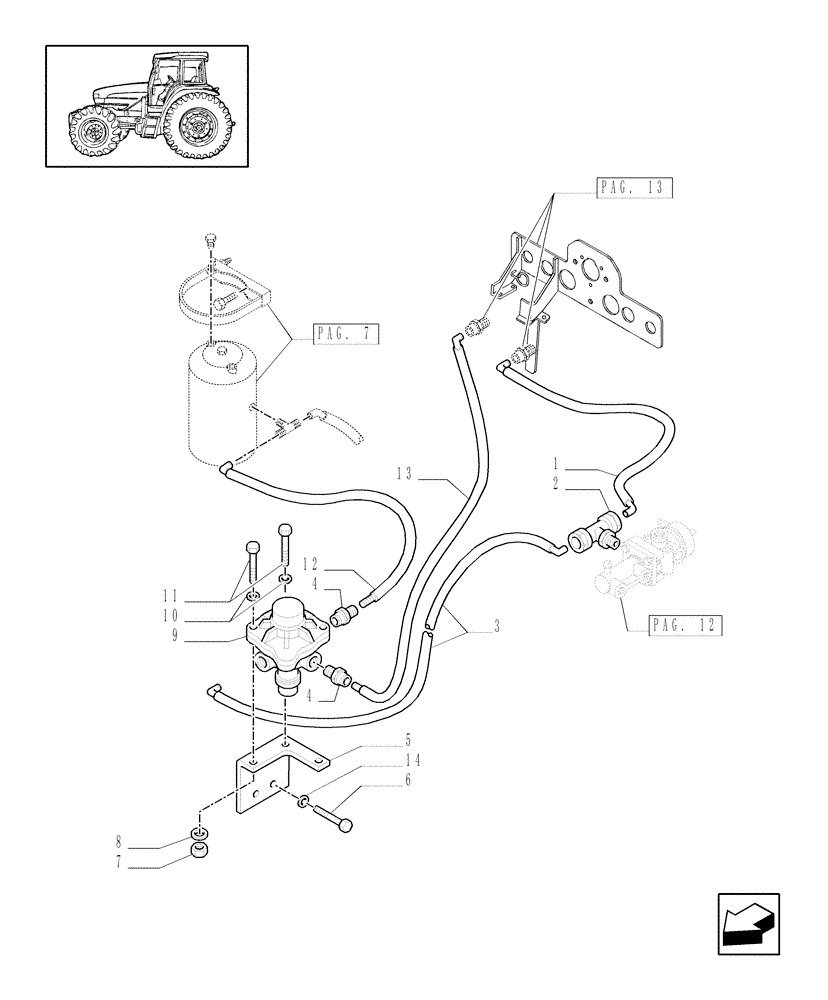 Схема запчастей Case IH MXM190 - (1.68.6/01[10]) - (VAR.385) TRAILER AIR BRAKE GERMANY - TRAILER BRAKE CONTROL VALVE AND PIPES (05) - REAR AXLE