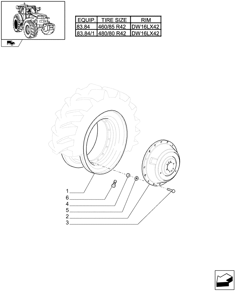 Схема запчастей Case IH PUMA 140 - (83.00[05]) - REAR WHEELS (11) - WHEELS/TRACKS