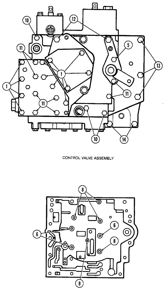 Схема запчастей Case IH 7220 - (6-038) - TRANSMISSION CONTROL VALVE ASSEMBLY, VALVE BOLTS AND PATTERN (06) - POWER TRAIN