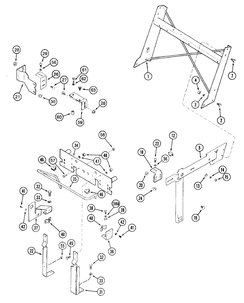 Схема запчастей Case IH 7210 - (9-022) - HOOD SUPPORTS, PRIOR TO TRACTOR P.I.N. JJA0064978 (09) - CHASSIS/ATTACHMENTS