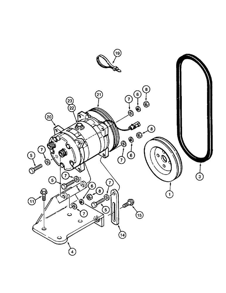 Схема запчастей Case IH 8920 - (9-104) - AIR CONDITIONING, COMPRESSOR MOUNTING AND DRIVE (09) - CHASSIS/ATTACHMENTS