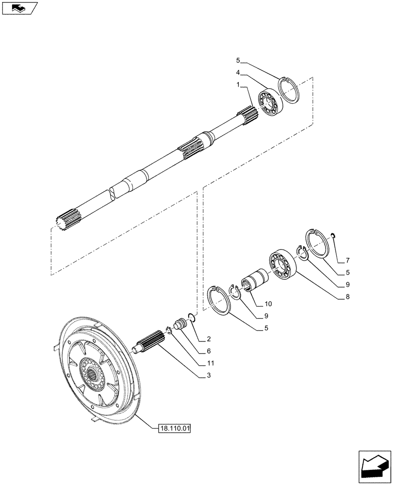 Схема запчастей Case IH PUMA 185 - (21.155.20) - TRANSMISSION PTO INPUT SHAFT (21) - TRANSMISSION