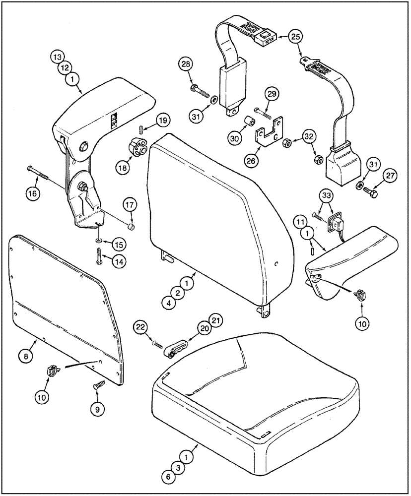 Схема запчастей Case IH 7130 - (9-099A) - DELUXE AIR SUSPENSION SEAT, CUSHIONS, ARM RESTS, AND SEAT BELT (09) - CHASSIS/ATTACHMENTS